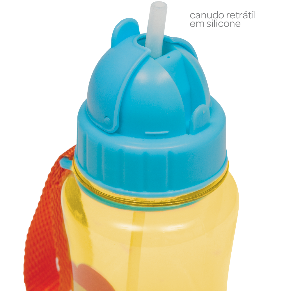 Garrafinha Infantil Animal Fun Buba Com Canudo 350ml - Leão