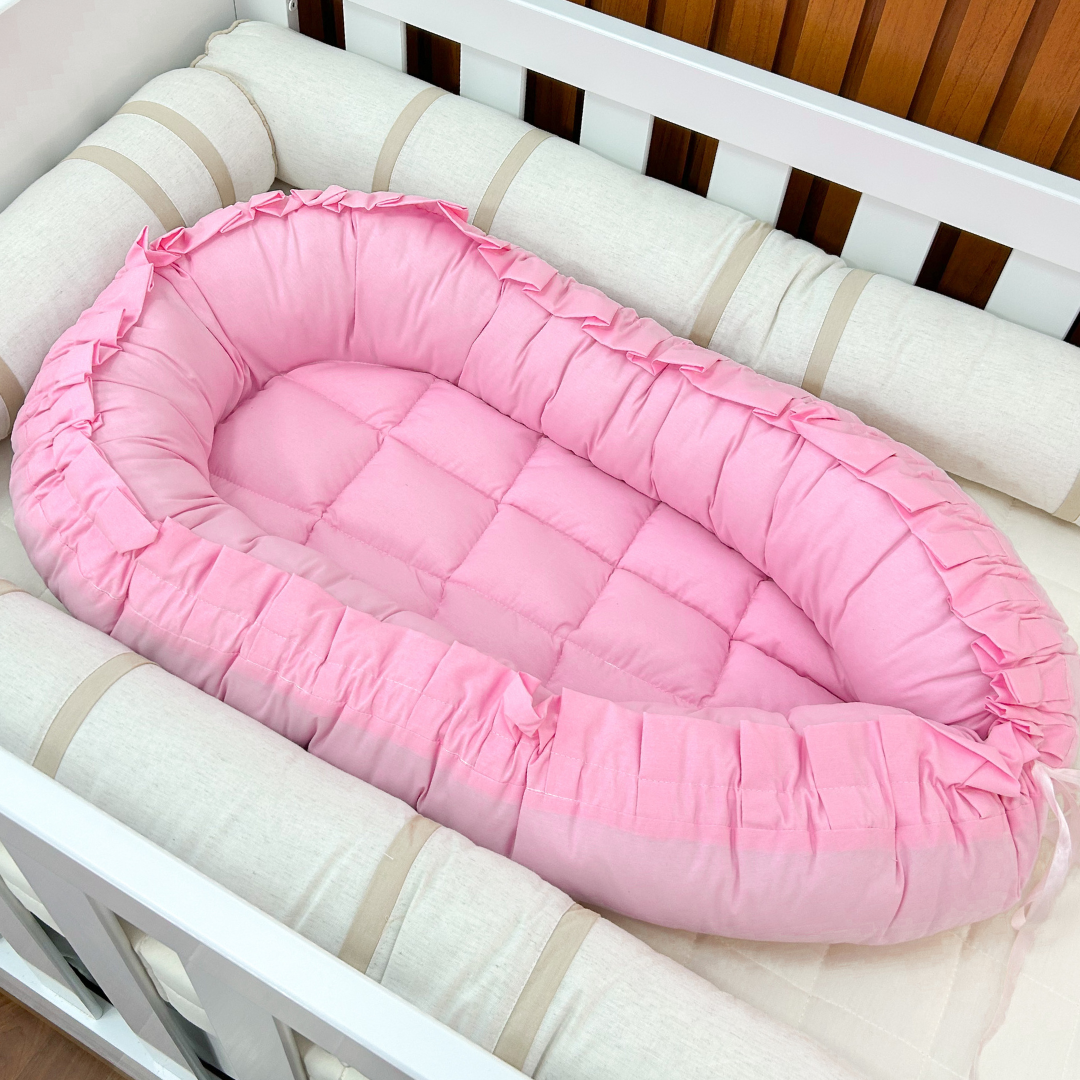 Ninho para Bebê Redutor de Berço 100% Algodão - Rosa