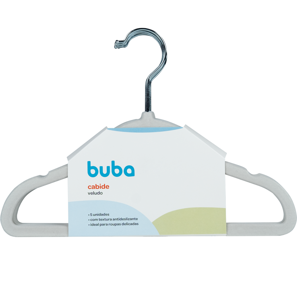 Kit 5 Cabides Infantil Buba em Veludo Cinza