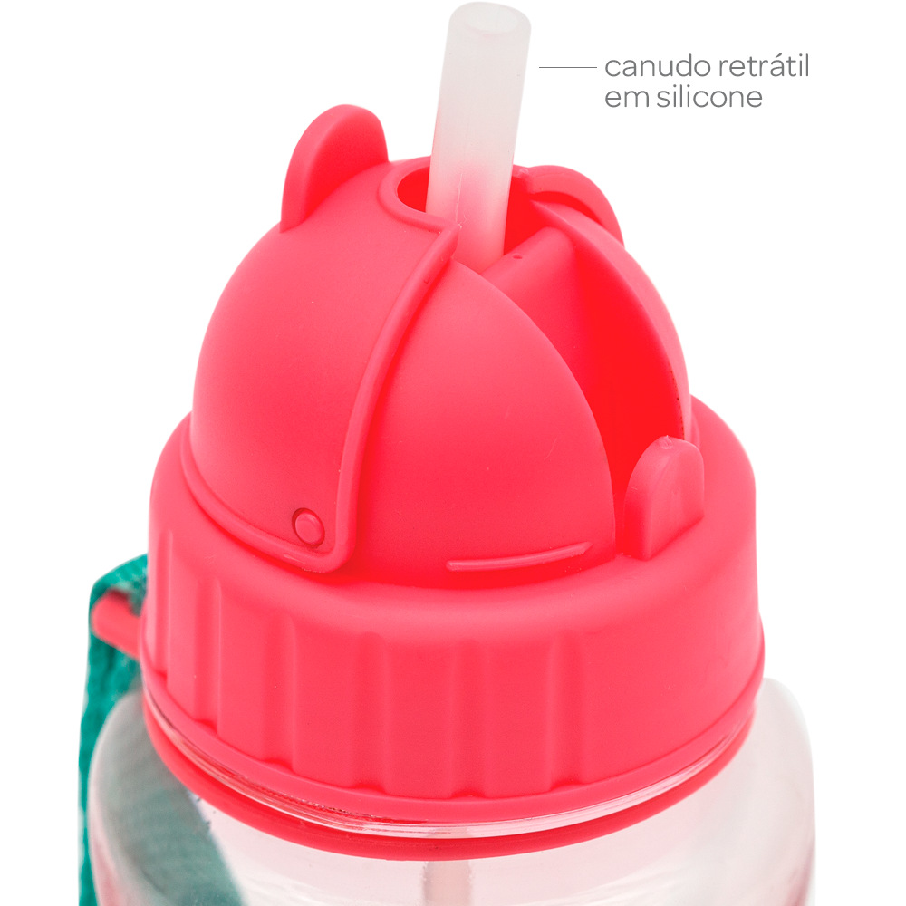 Garrafinha Infantil Animal Fun Buba Com Canudo 400ml - Melancia