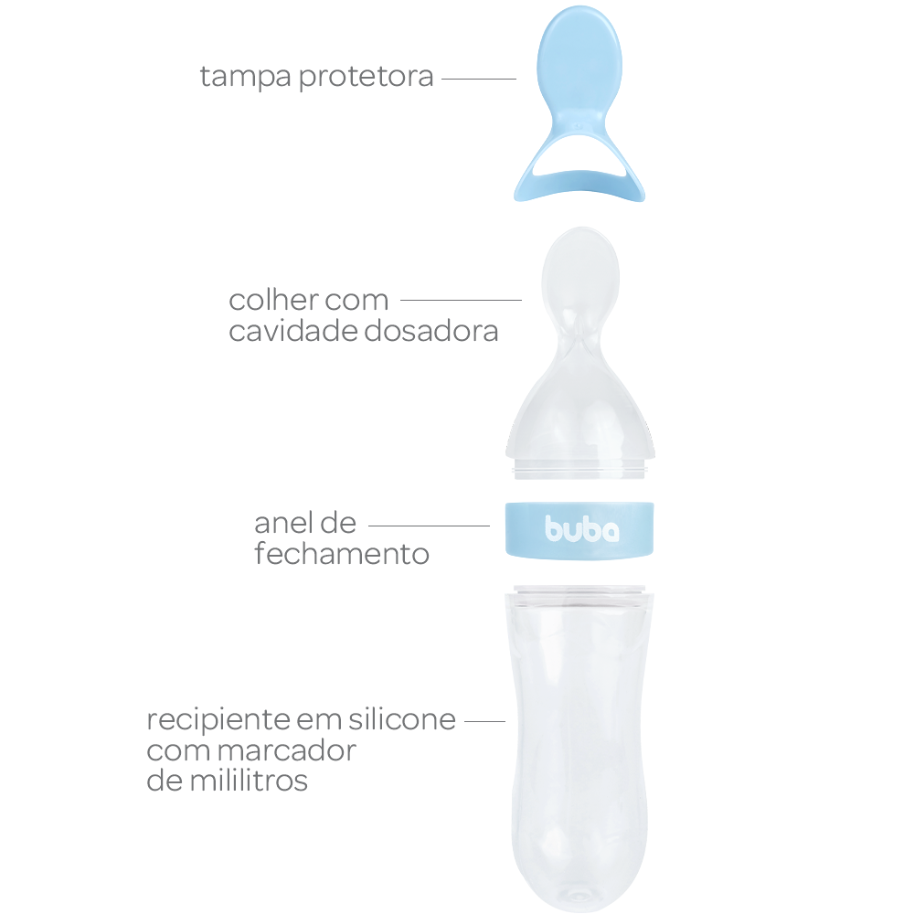 Colher Dosadora em Silicone Buba Azul