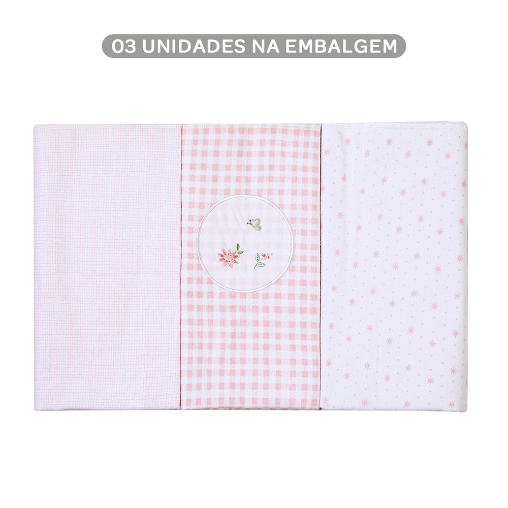 Cueiro Flanelado Bordado 80x80cm - Floral