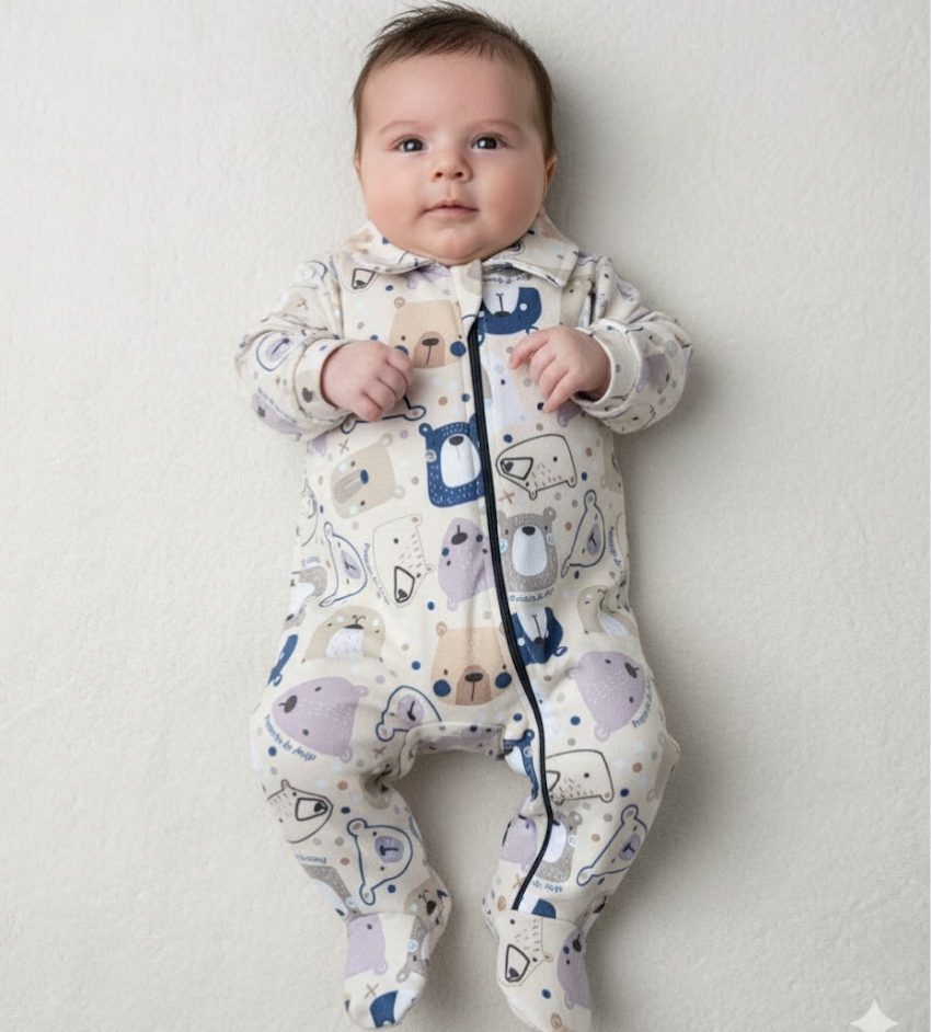 Macacão Soft Bebê Estampado Mundo dos Ursos com Zíper