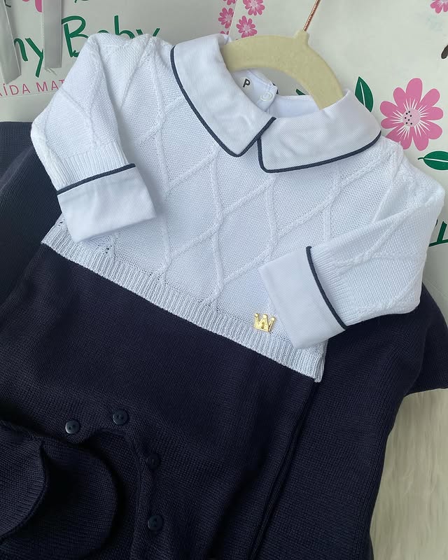 PROMOÇÃO Kit Saída Maternidade Com Pingente Dourado Personalizável Completa - Veste Até 4 Meses (Menino)