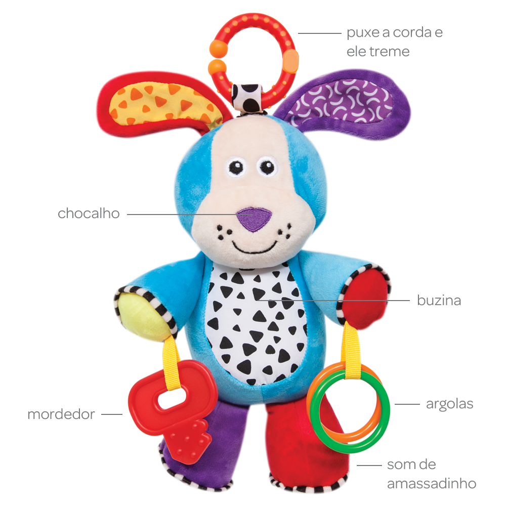 Pelúcia Cachorrinho Atividades Treme-Treme da Buba