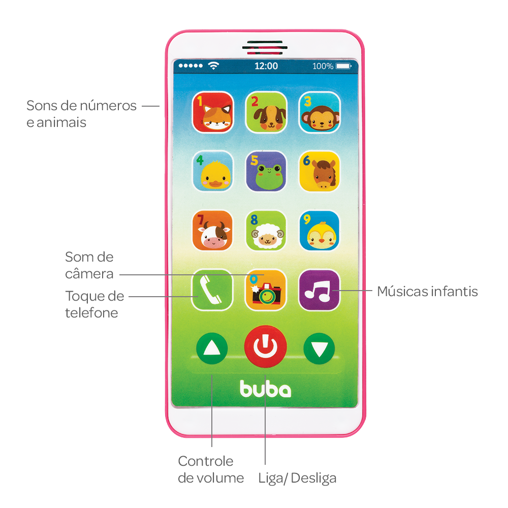 Baby Phone Buba Celular de Brinquedo Rosa