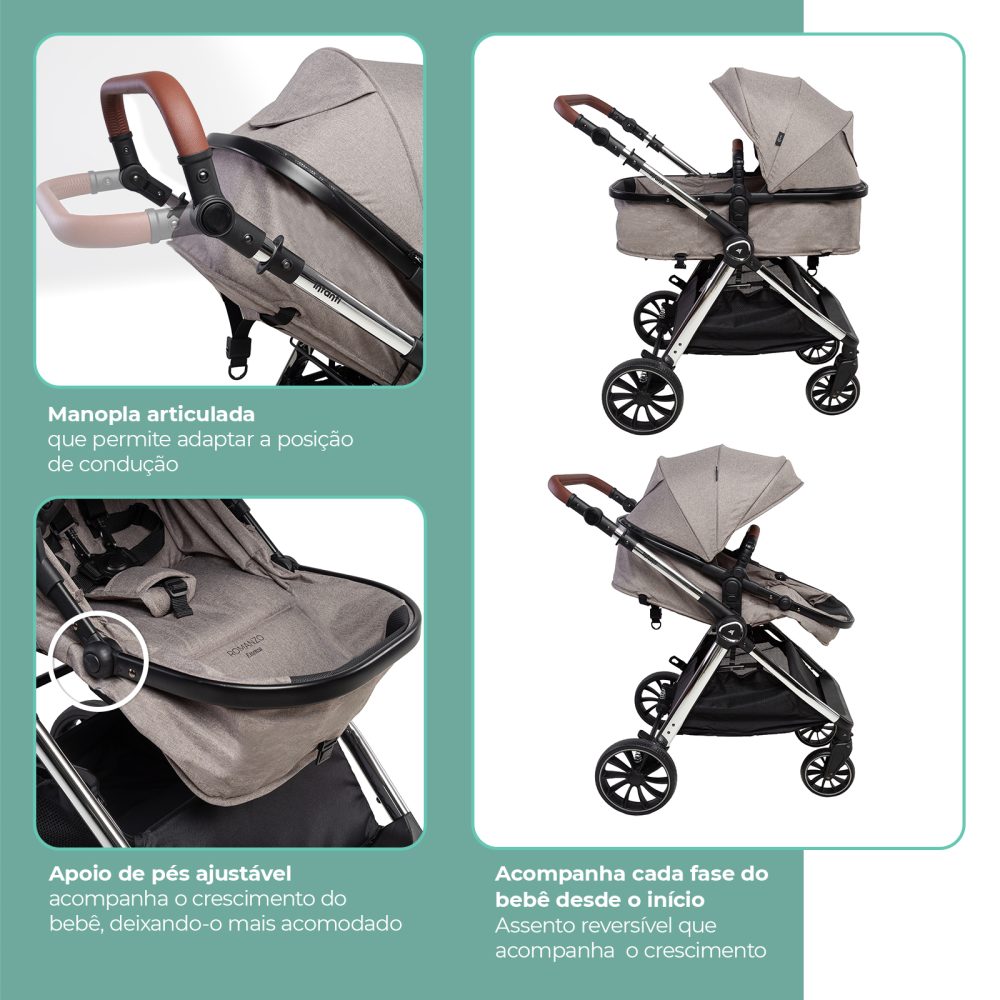 Carrinho Infanti Romanzo Essenza Trio Isofix - Bege Chrome