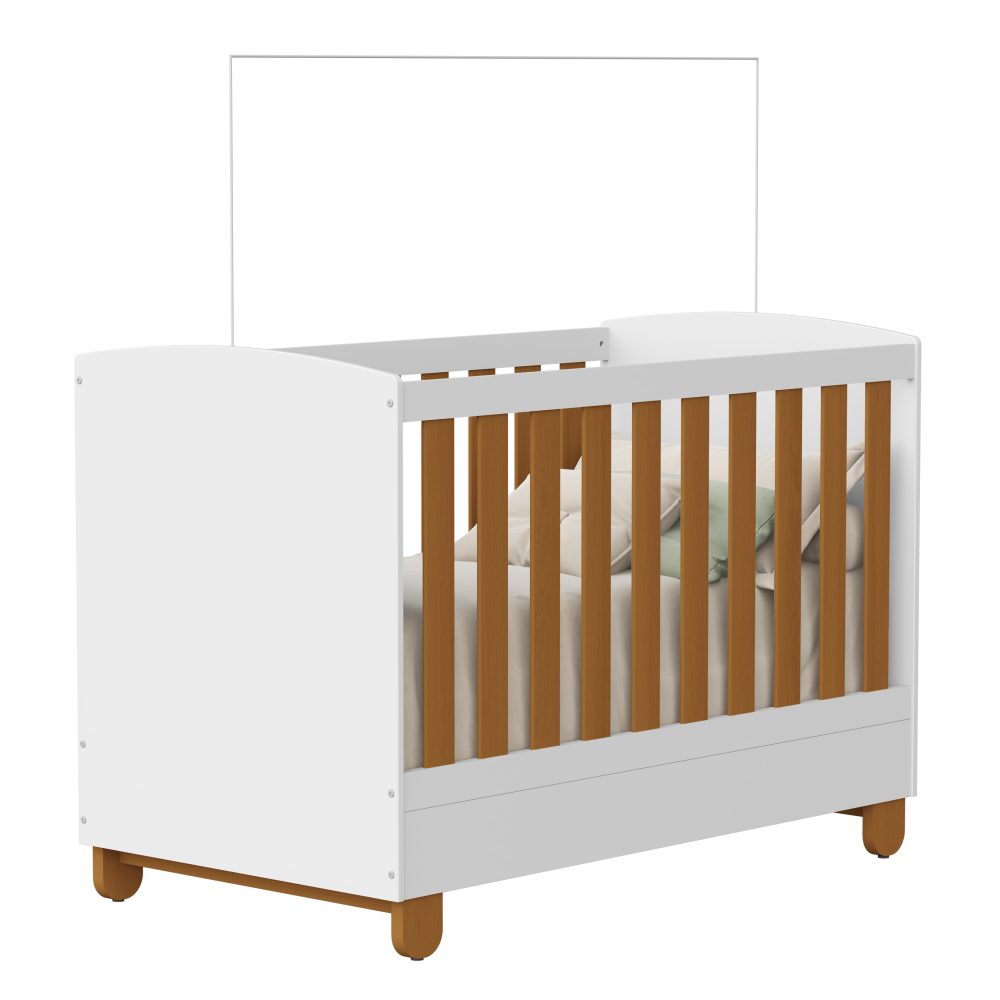 Quarto de Bebê Elfe Apolo Reller | Guarda-Roupa 4 Portas, Cômoda e Berço Apolo - Branco Fosco Com Savana