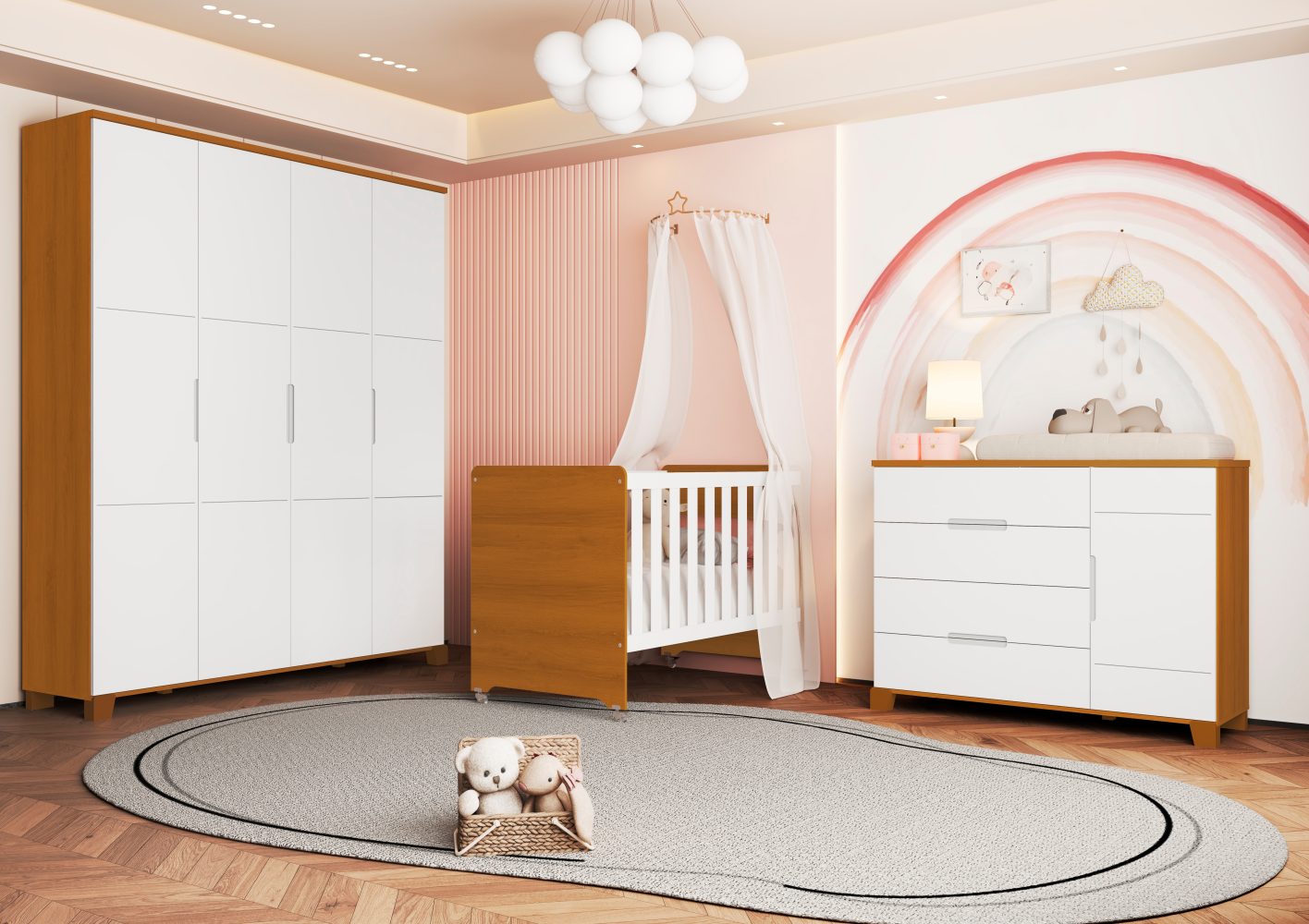 Roupeiro Luna Max Reller - Branco Fosco com Savana