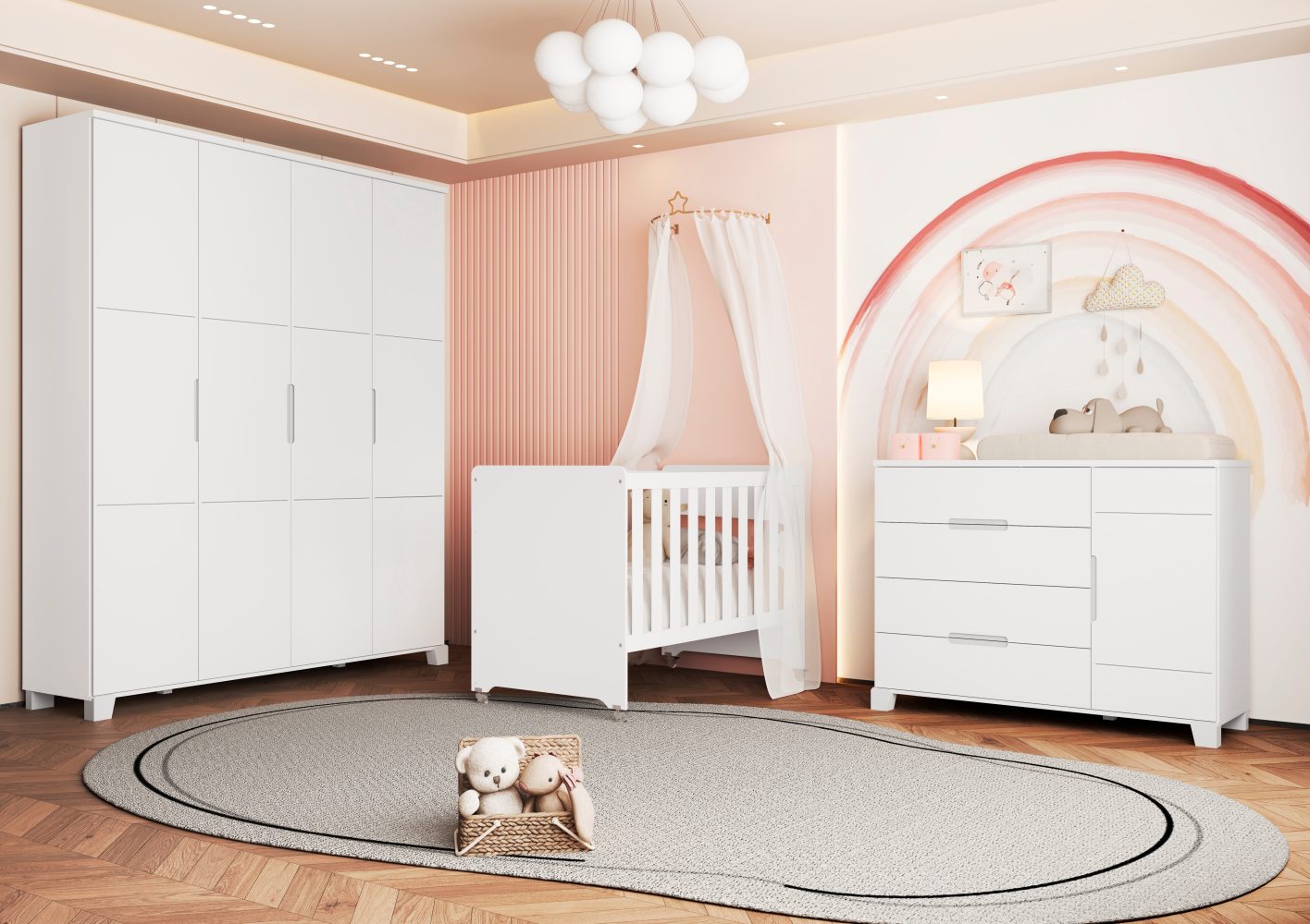 Roupeiro Luna Max Reller - Branco Fosco