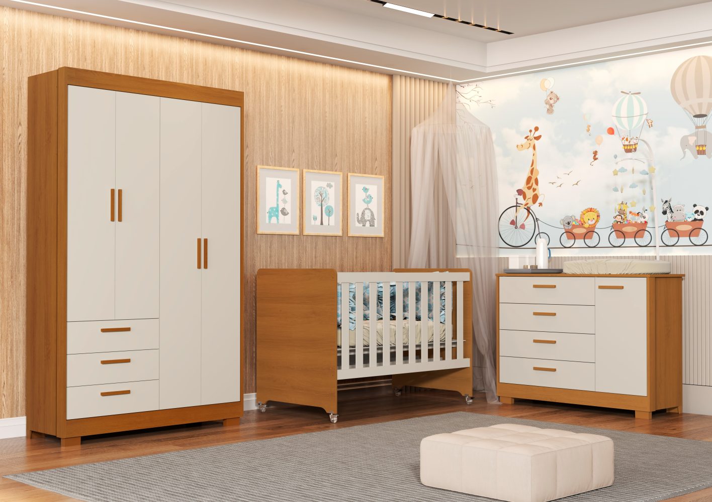 Roupeiro Zaki Reller - Areia Fosco com Savana