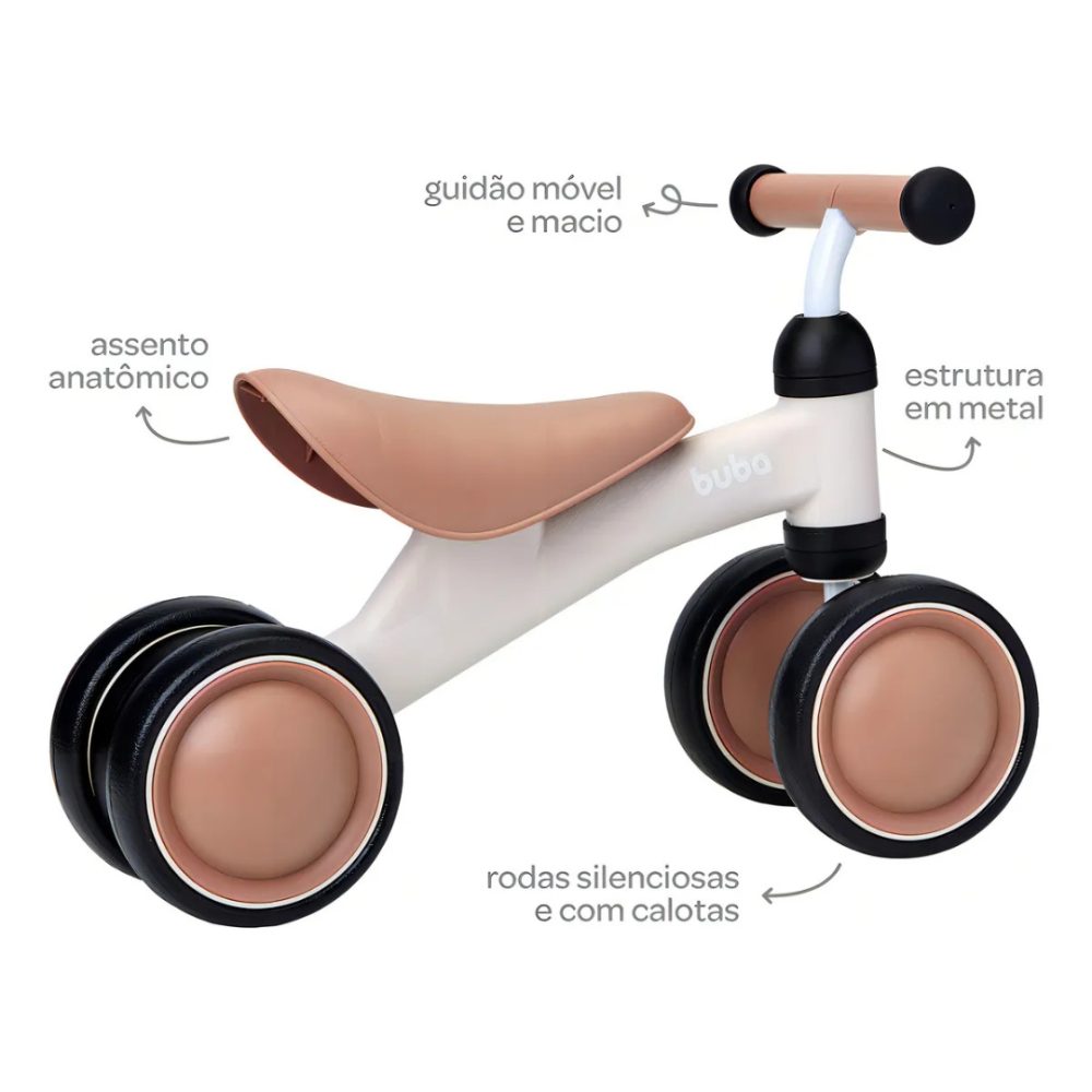 Bicicleta de Equilíbrio 4 Rodas Buba - Bege