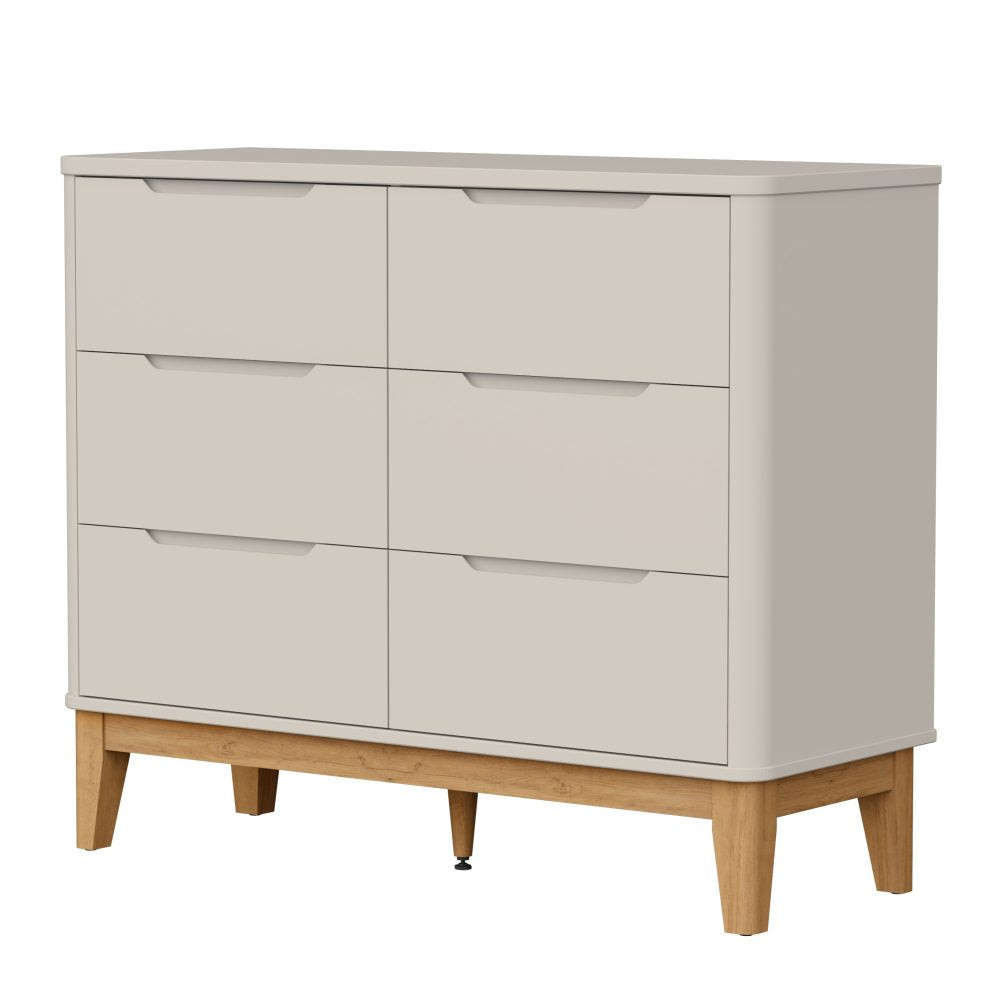 Quarto de Bebê Boom Slim Classic | Guarda-Roupa 4 Portas, Cômoda e Berço Reller - Areia Fosco
