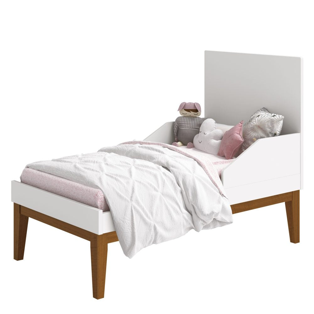 Quarto de Bebê Elfe Classic Reller | Guarda-Roupa 4 Portas, Cômoda e Berço Noah Wood - Branco Fosco