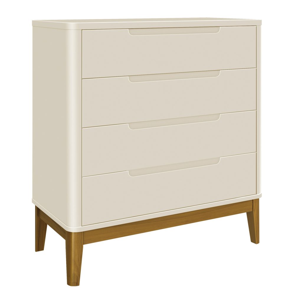 Quarto de Bebê Boom Slim Classic | Guarda-Roupa 3 Portas, Cômoda e Berço Reller - Areia Fosco