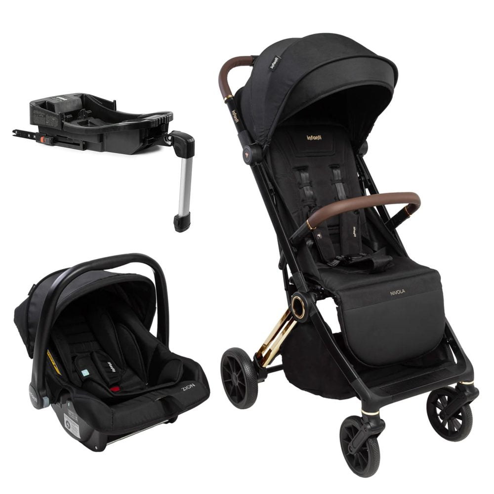Carrinho Infanti Nivola Trio Preto Solar Com Base Isofix
