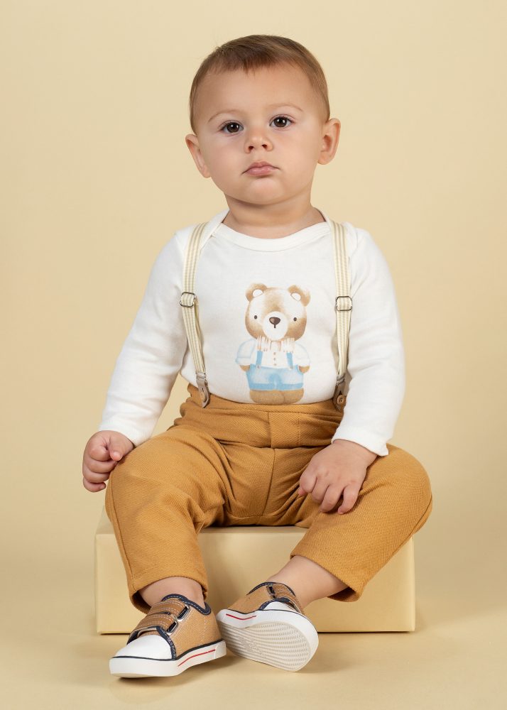 Conjunto Bebê Body Bear Com Calça e Suspensório