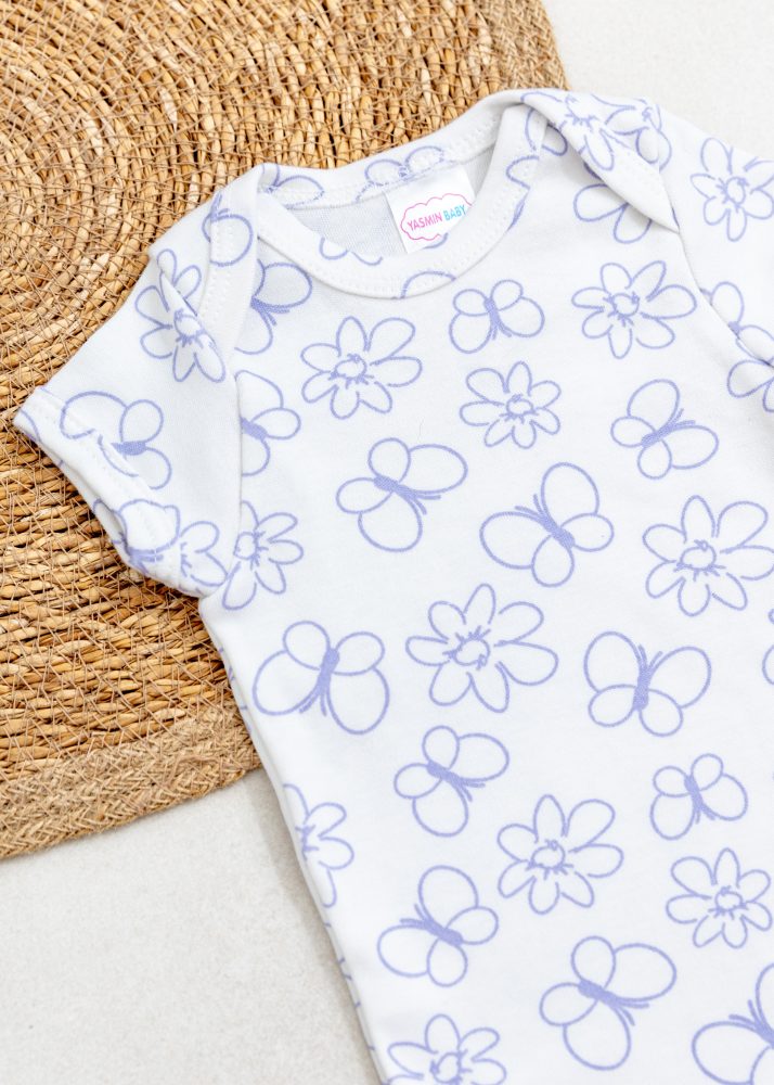 Conjunto Bebê Body e Tapa Fralda Suedine - Jardim Borboletas