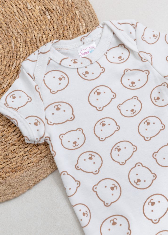 Conjunto Bebê Body e Tapa Fralda Suedine - Ursinho Neutro