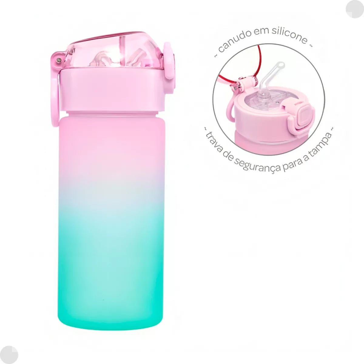 Garrafa Buba Degradê Rosa e Verde Antivazamento 450ml