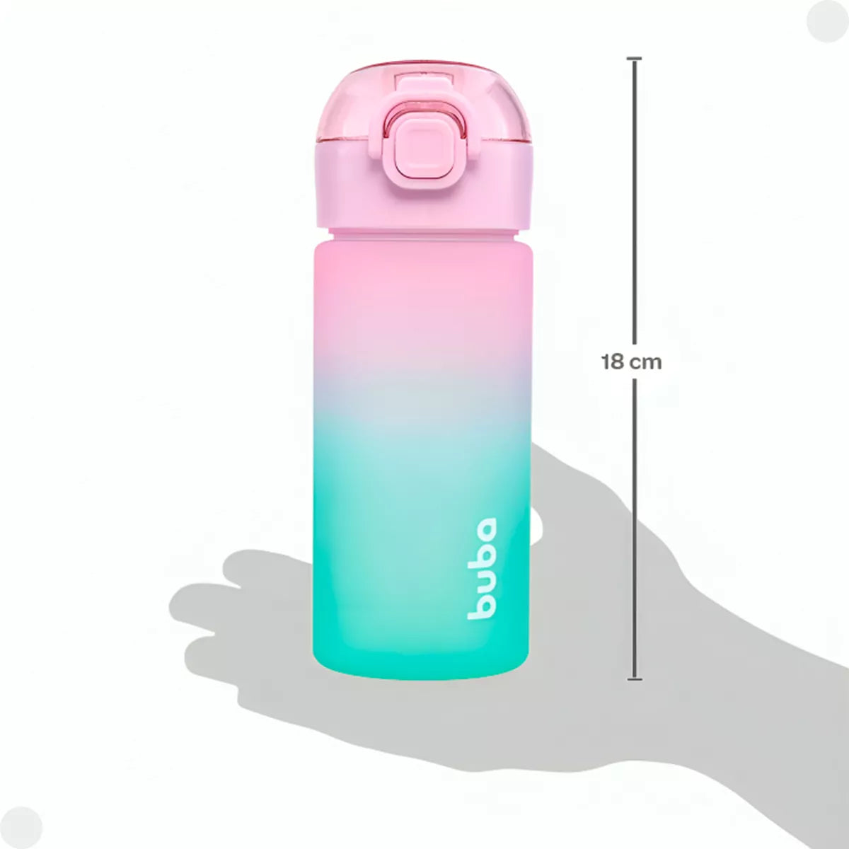 Garrafa Buba Degradê Rosa e Verde Antivazamento 450ml