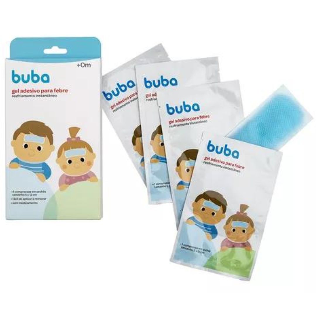 Adesivo Sachê Gel Para Alívio de Febre Bebê e Crianças Buba