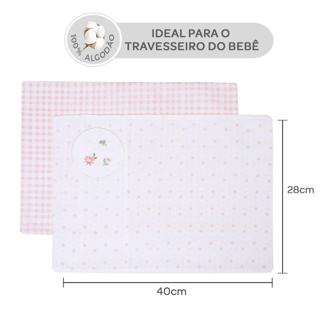 Kit De Fronha Bordados Papi 40cm X 28cm - Floralzinho