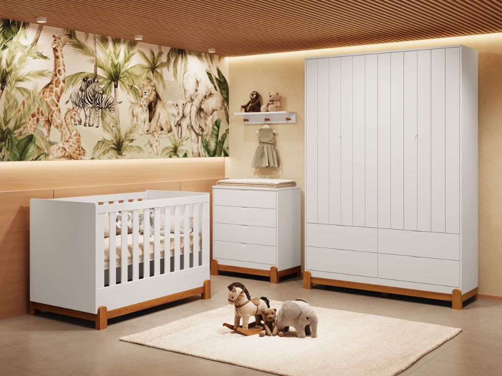 Berço Lotus Liso Reller - Branco Fosco