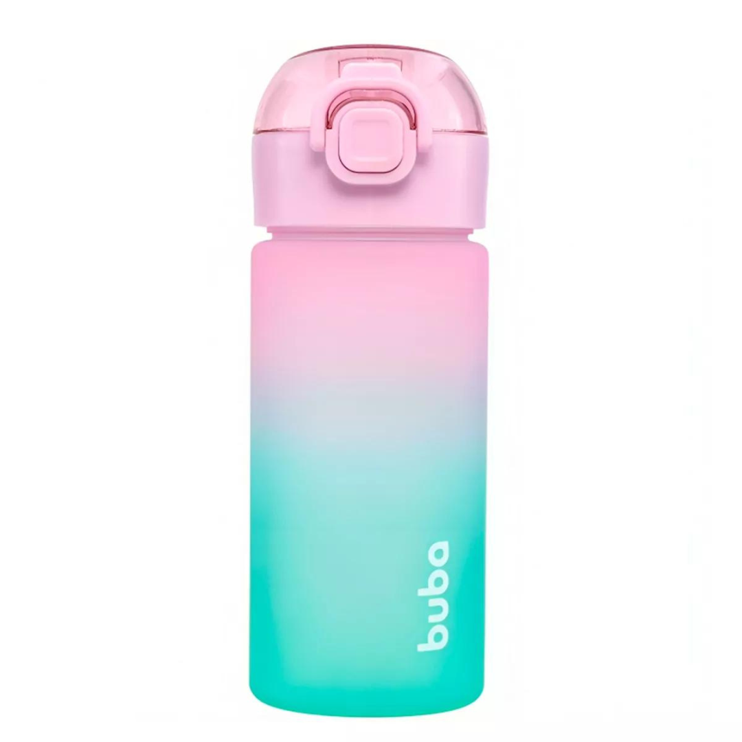 Garrafa Buba Degradê Rosa e Verde Antivazamento 450ml