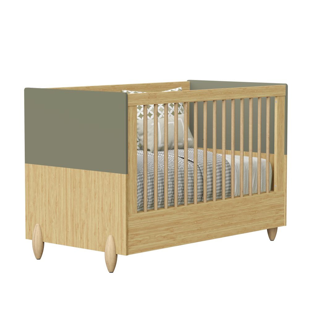 Quarto de Bebê Gracia Reller | Guarda-Roupa 3 Portas, Cômoda e Berço - Oliva Naturale