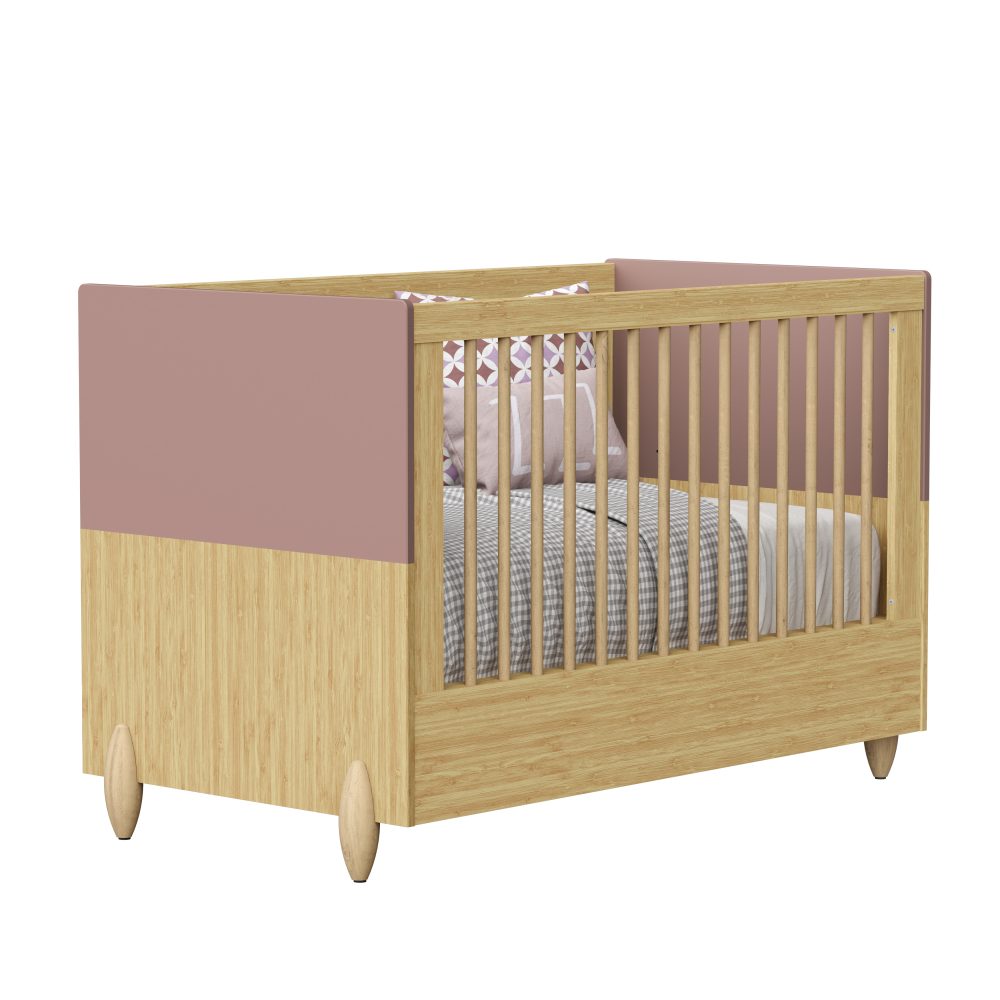 Quarto de Bebê Gracia Reller | Guarda-Roupa 3 Portas, Cômoda e Berço - Rosê Naturale