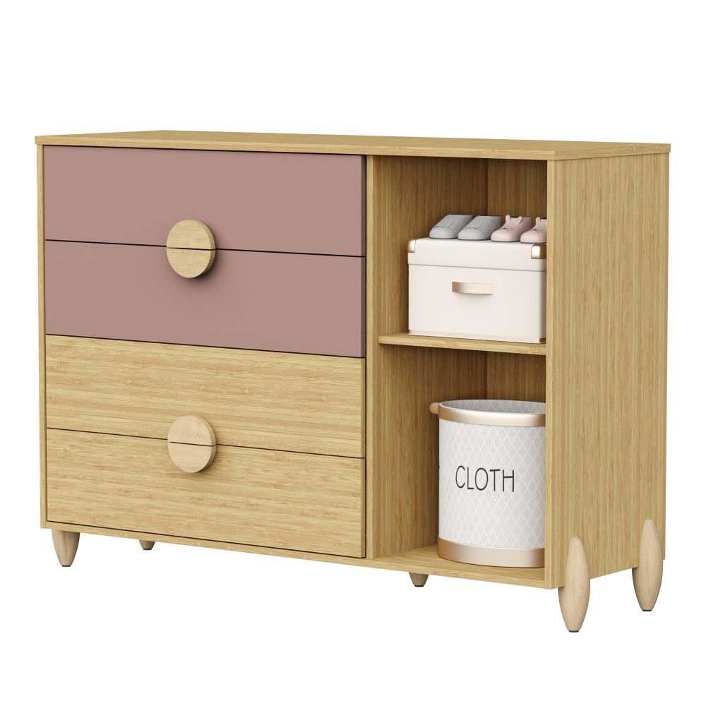Quarto de Bebê Gracia Reller | Guarda-Roupa 3 Portas, Cômoda e Berço - Rosê Naturale