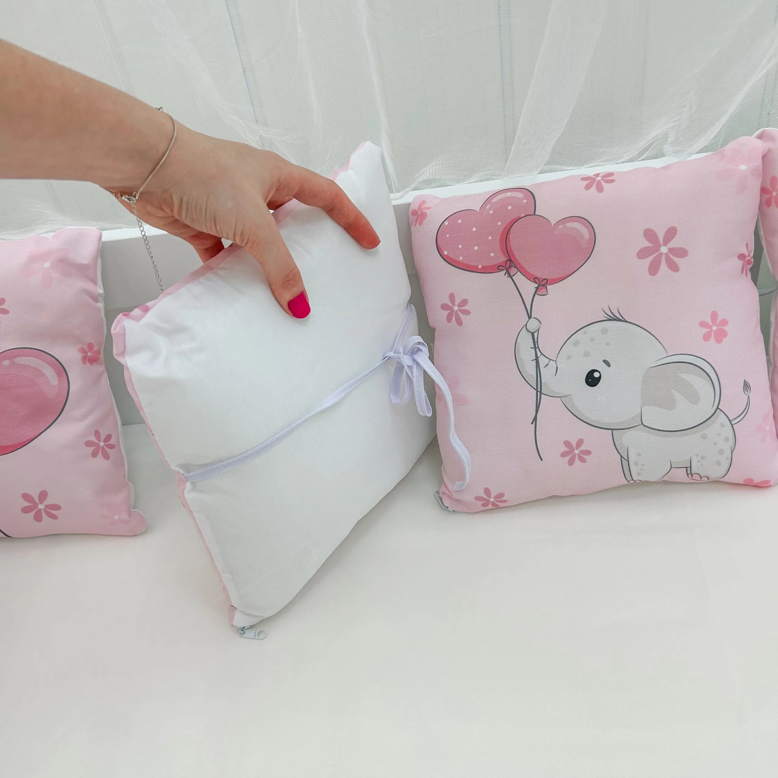 Kit Berço Trança 10 Peças - Elefantinho Rosa