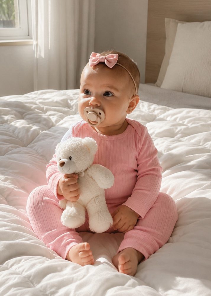 Conjunto Body Bebê Pagão Canelado Longo - Rosa Candy
