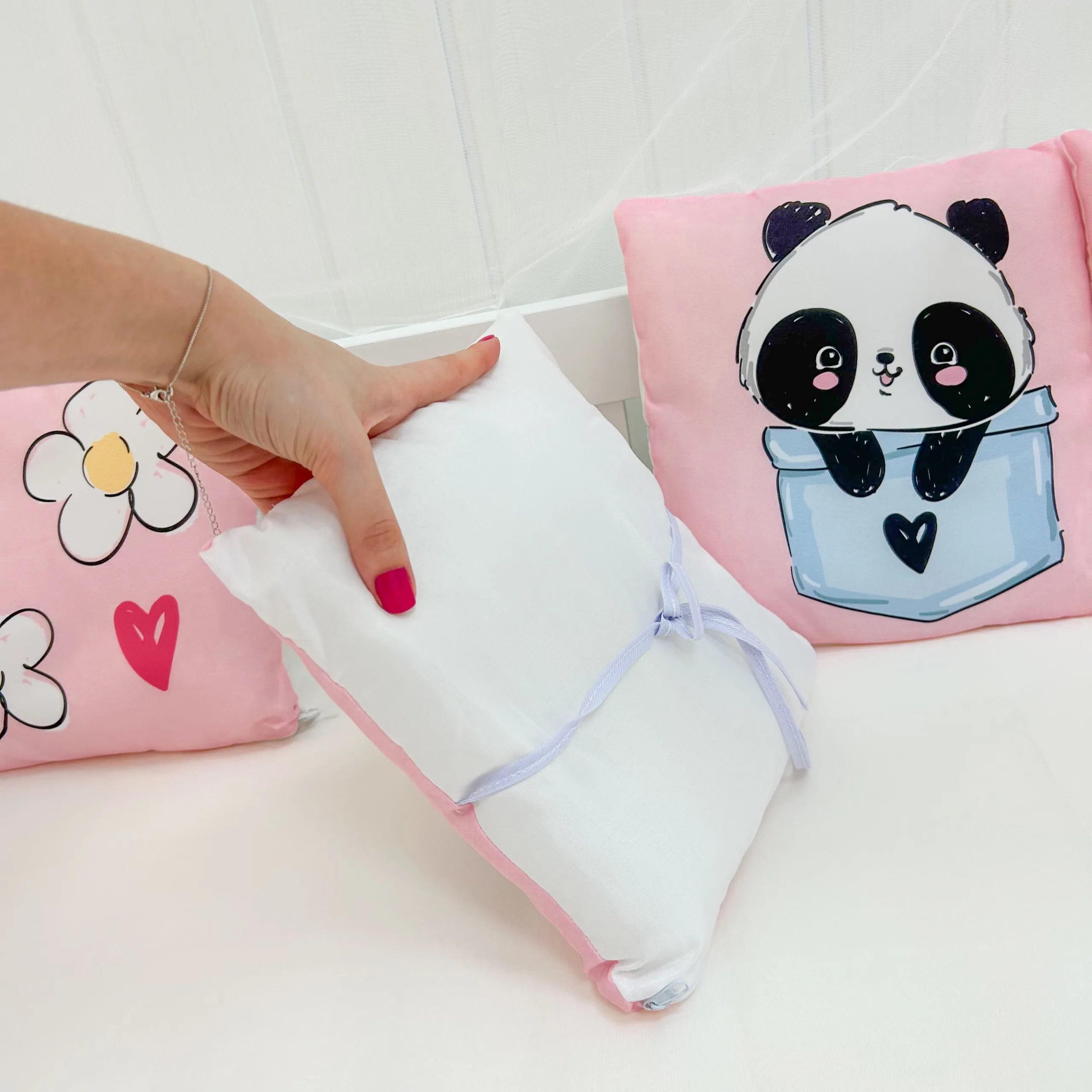 Kit Berço Trança 10 Peças - Jardim Rosa
