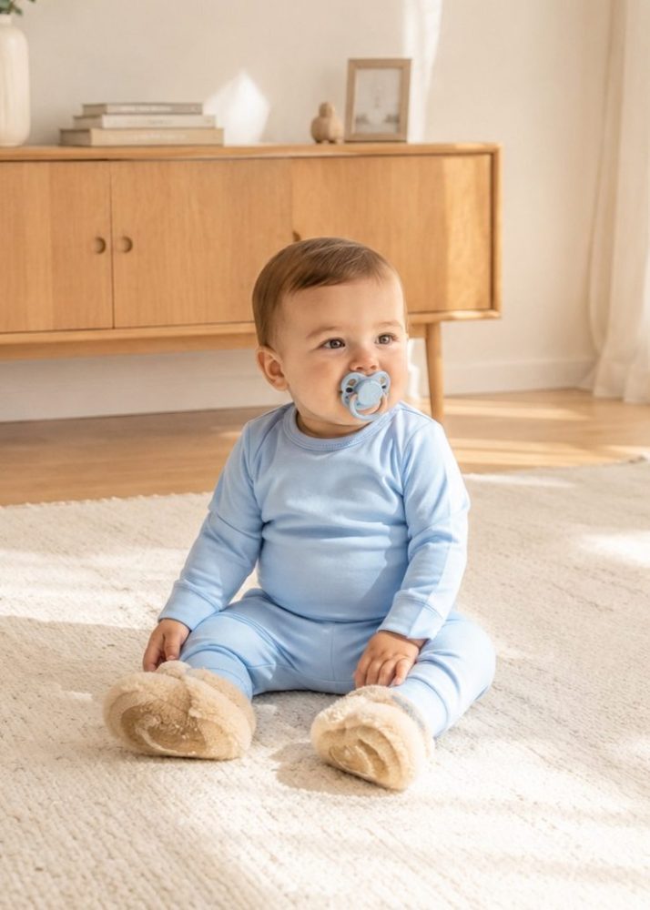 Conjunto Body Térmico Longo Azul Para Bebê