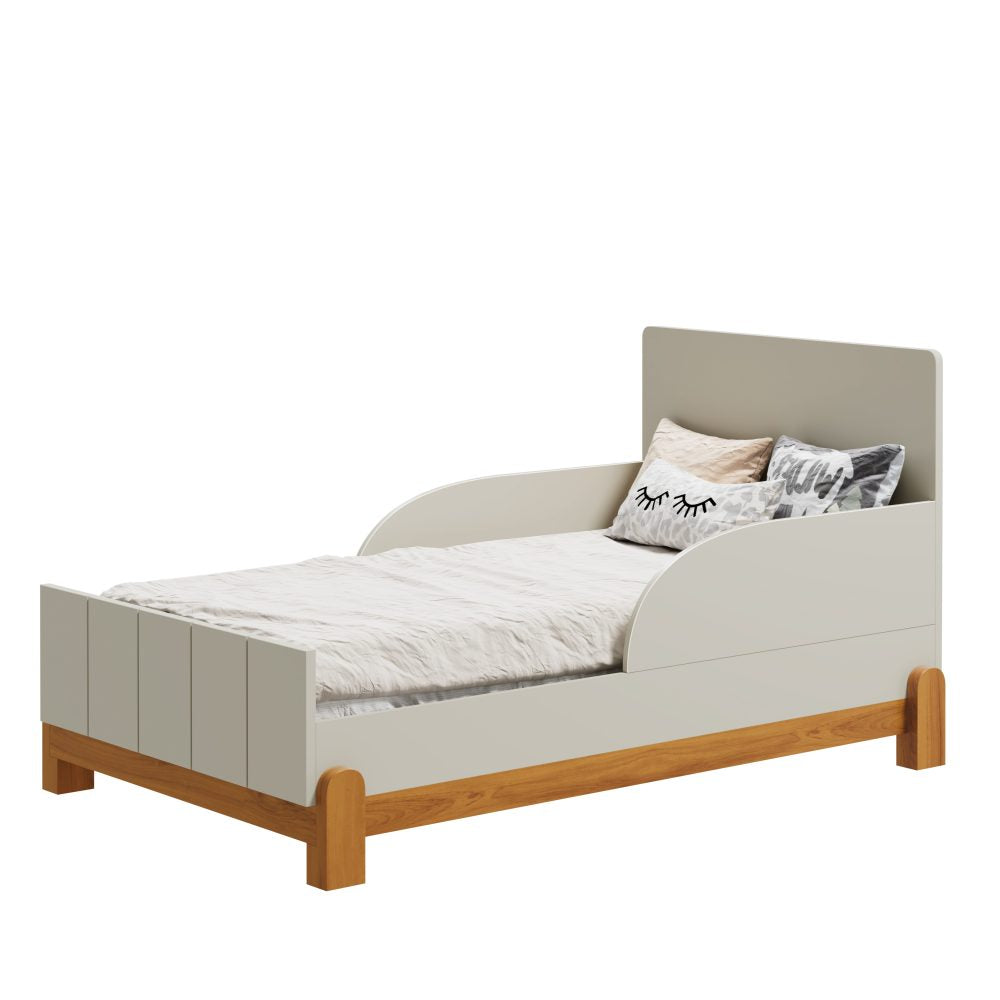 Quarto de Bebê Lotus Reller | Guarda-Roupa 4 Portas, Cômoda e Berço - Areia Fosco