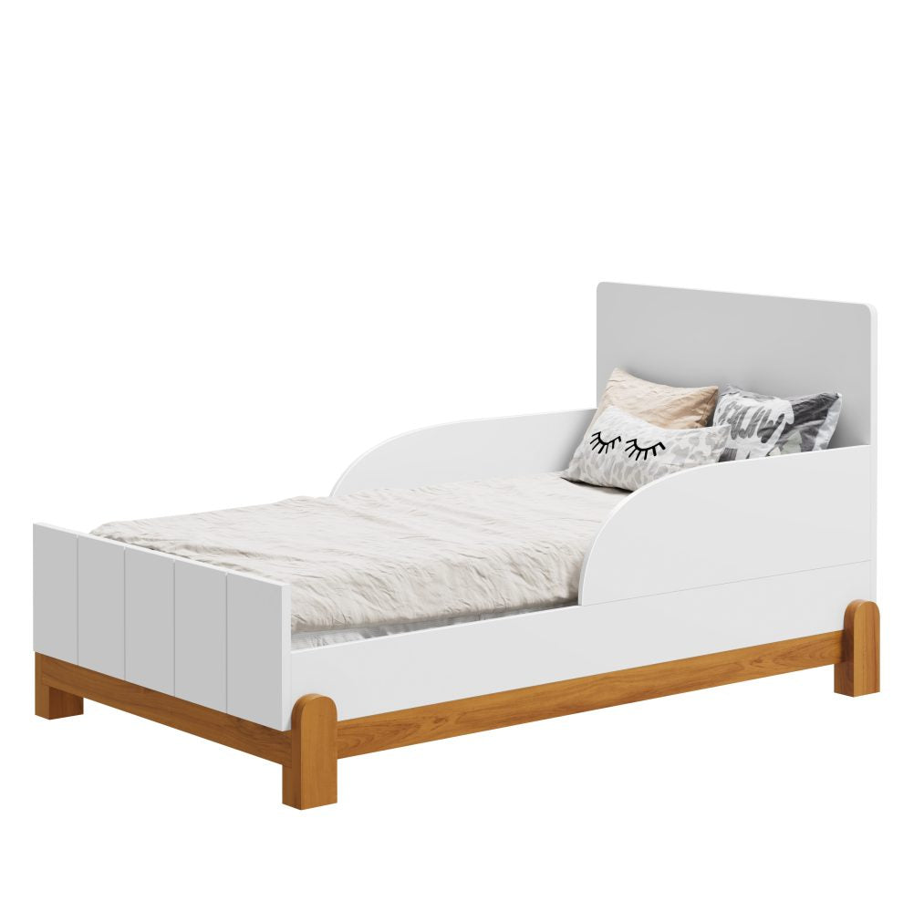 Quarto de Bebê Lotus Reller | Guarda-Roupa 4 Portas, Cômoda e Berço- Branco Fosco com Savana