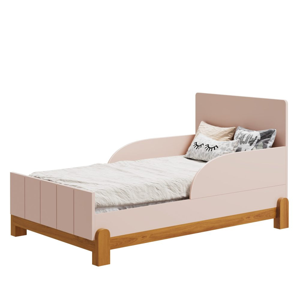 Quarto de Bebê Lotus Reller | Guarda-Roupa 4 Portas, Cômoda e Berço - Rosa Fosco
