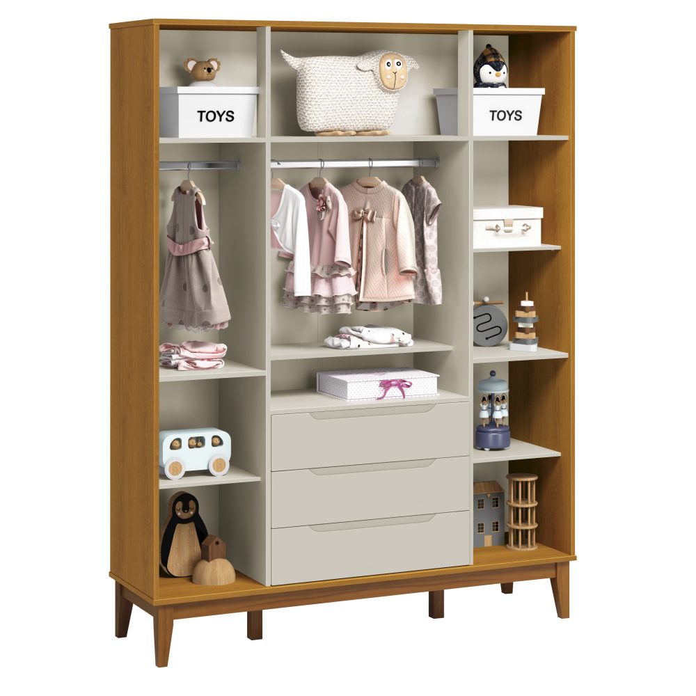 Roupeiro Elfe Classic Reller - Areia Fosco com Savana