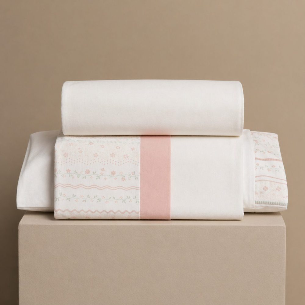 Jogo de Berço Americano em Algodão - Flores do Amanhecer