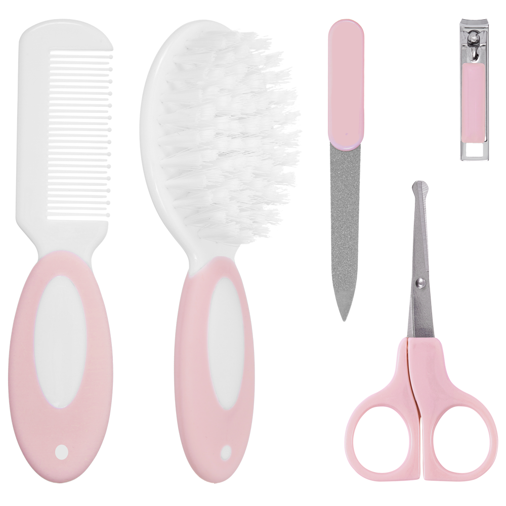 Kit Cuidados Buba Rosa Com Pente, Escova, Tesoura, Cortador e Lixa