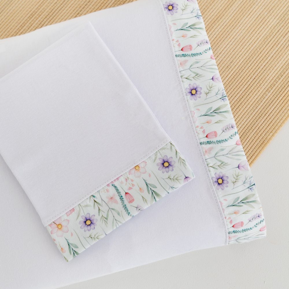 Kit Fronha Bebê em Malha 100% Algodão - Floral