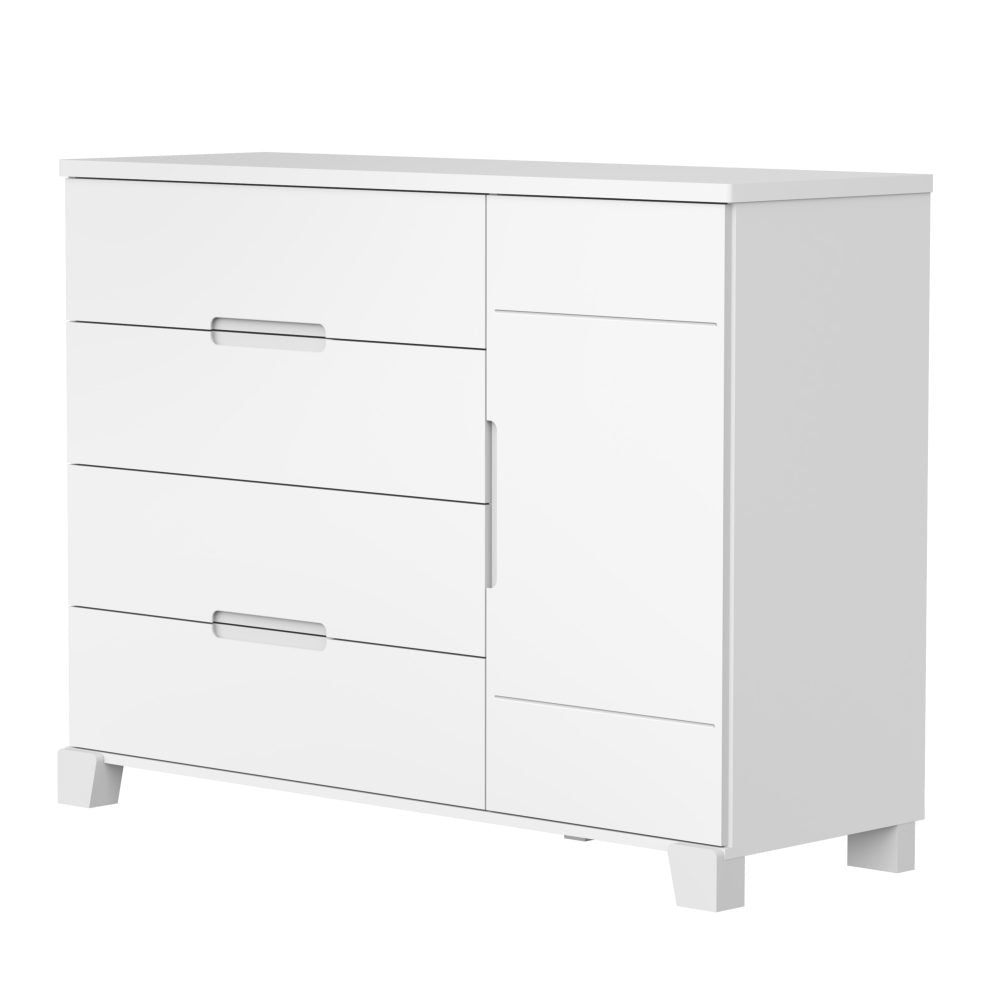 Quarto de Bebê Luna Max Reller | Guarda-Roupa 4 Portas, Cômoda e Berço Evolutivo - Branco Fosco