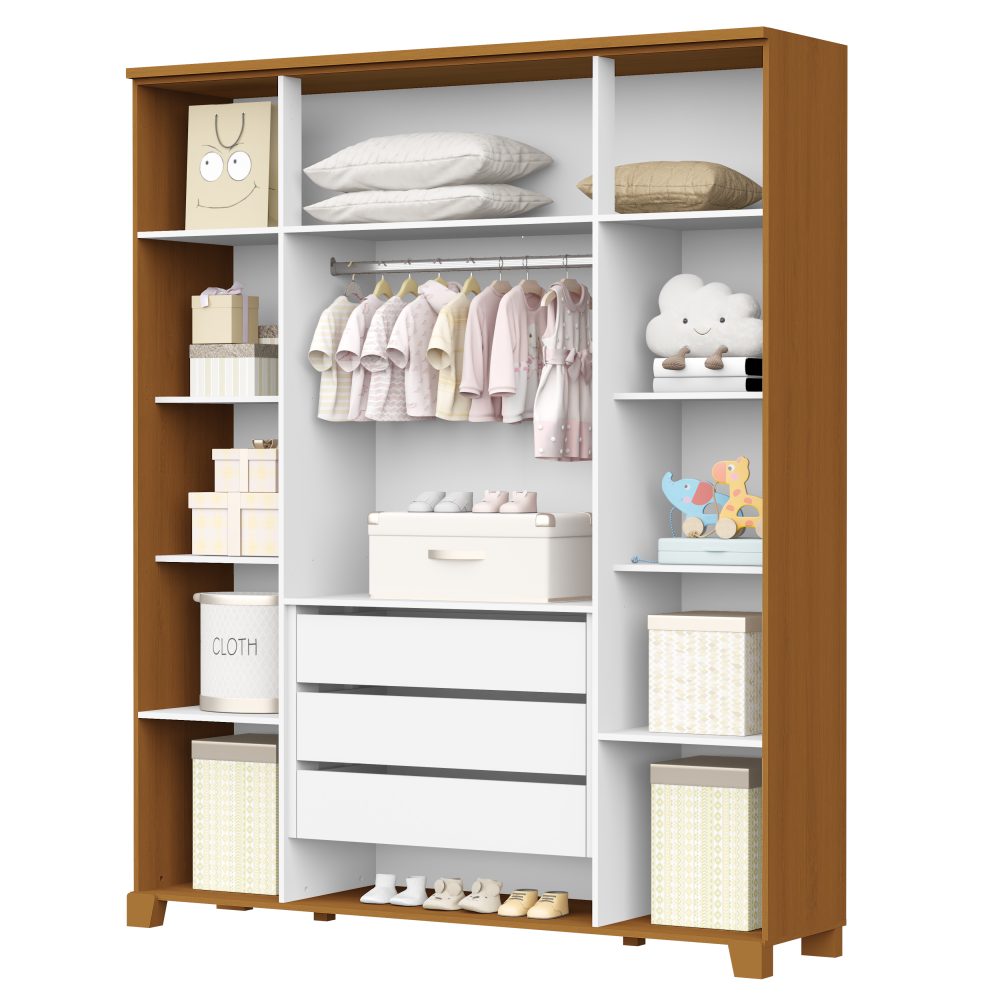Roupeiro Luna Max Reller - Branco Fosco com Savana