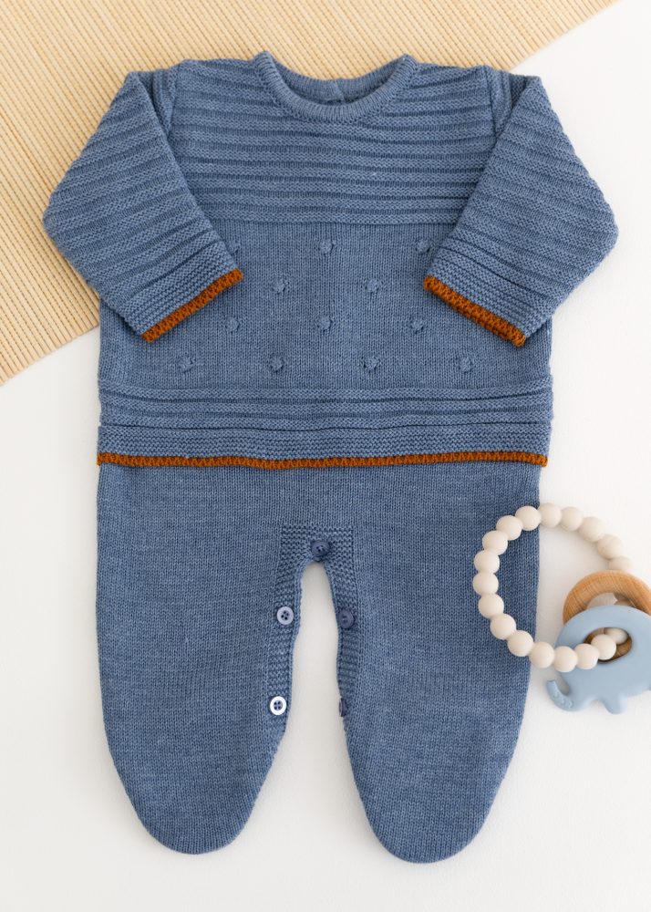 Macacão Bebê em Tricot Dallas Azul Jeans