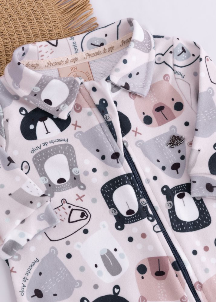 Macacão Soft Bebê Estampado Mundo dos Ursos com Zíper