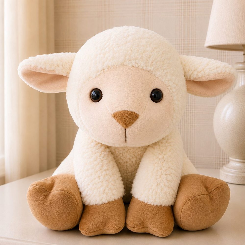 Ovelhinha Bege de Pelúcia Infantil Decorativa