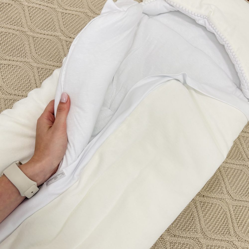 Saco de Dormir em Plush e Algodão Com Capuz - Off White