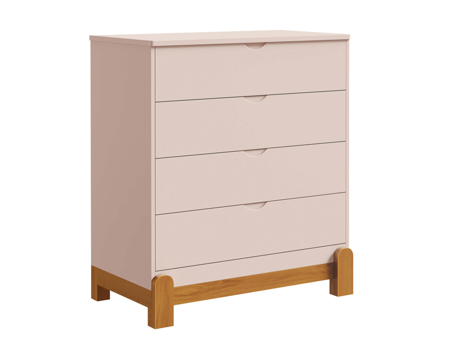 Quarto de Bebê Lotus Reller | Guarda-Roupa 4 Portas, Cômoda e Berço - Rosa Fosco